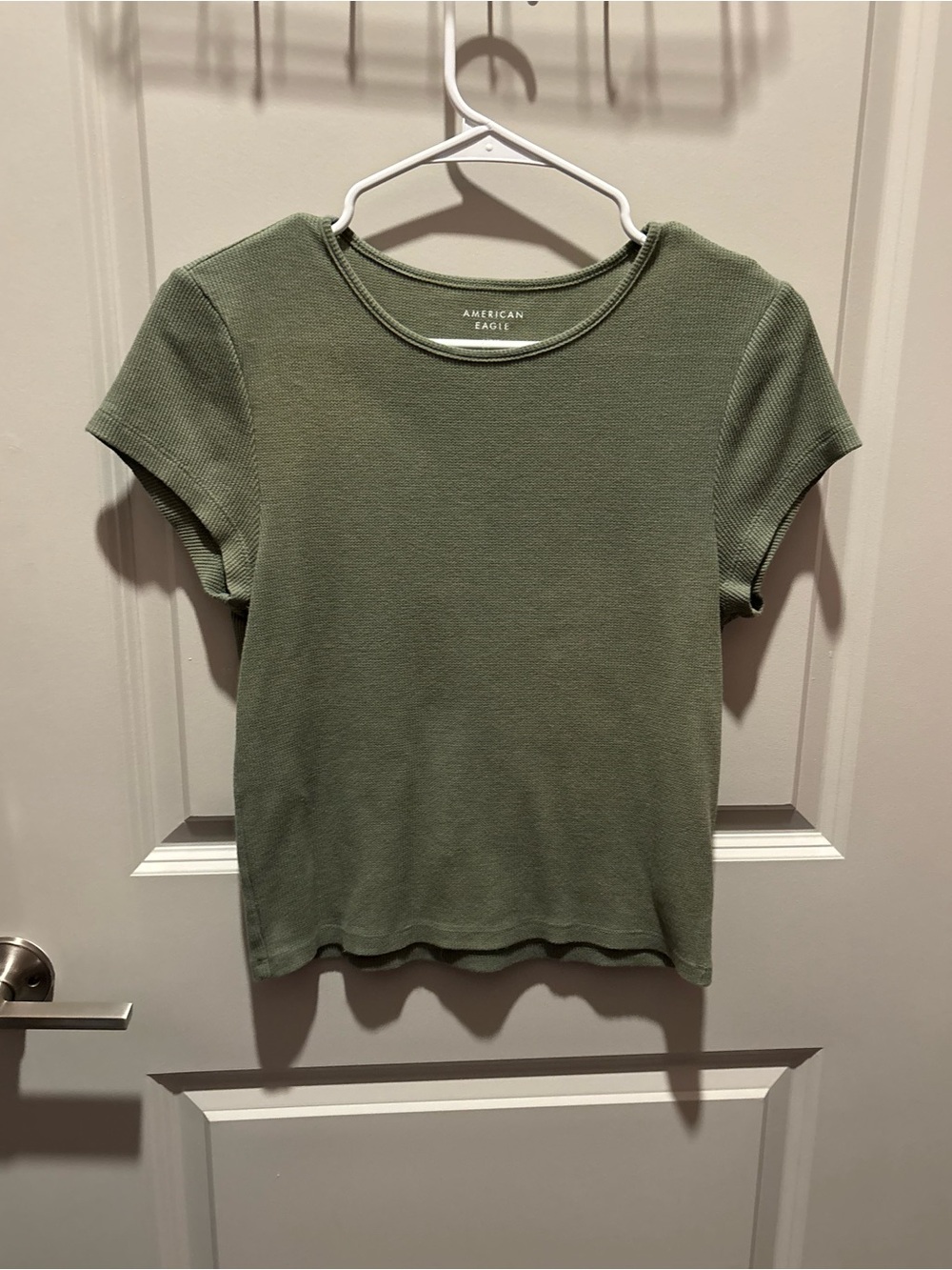 American Eagle Outfitters Sage Green Short Sleeve Ribbed Tee